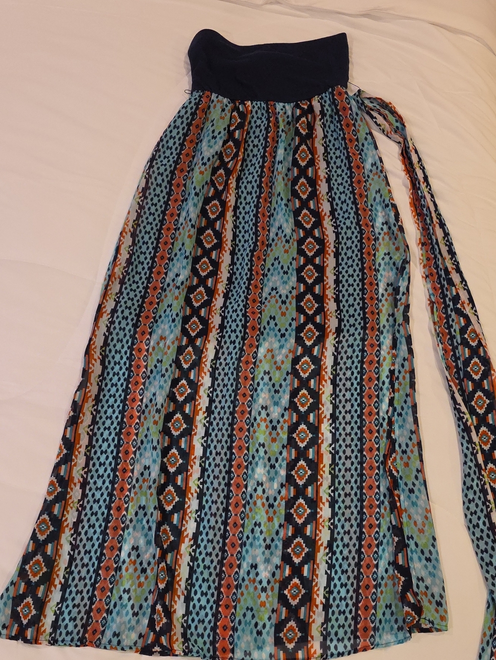 Southwestern Print Dress With Side Slits